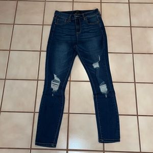 Dark denim ripped skinny jeans